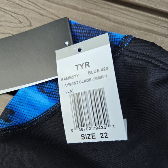TYR Durafast Elite Lambent  Swimwear Boy Blue/Black Jammers Size 22 New - Picture 3 of 3